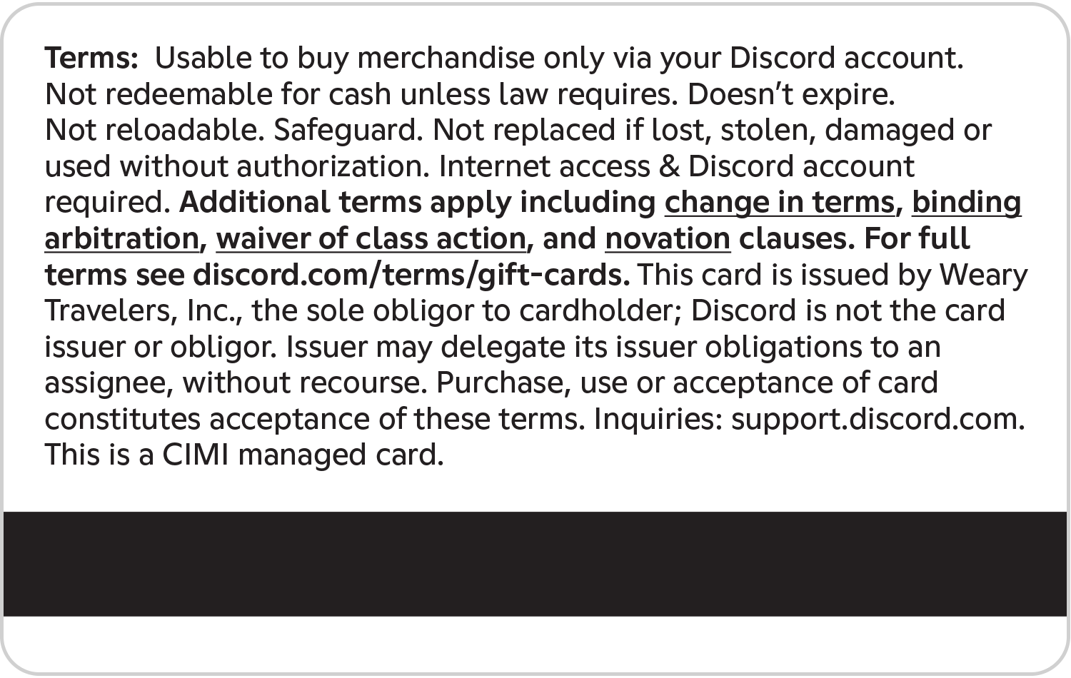 gift card back